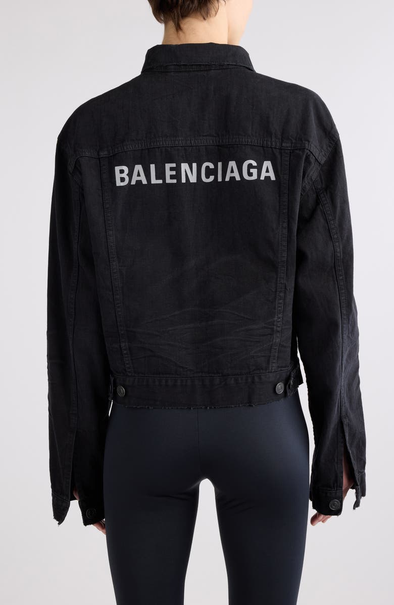 Balenciaga Small Fit Denim Crop Jacket, Alternate, color, 