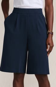 Lands' End Plus Size Sport Knit High Rise Pleated 12" Bermuda Shorts