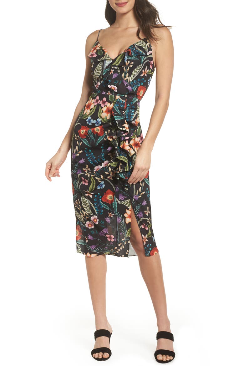 Gardenia Ruffle Dress, Main, color, PRINT DARK