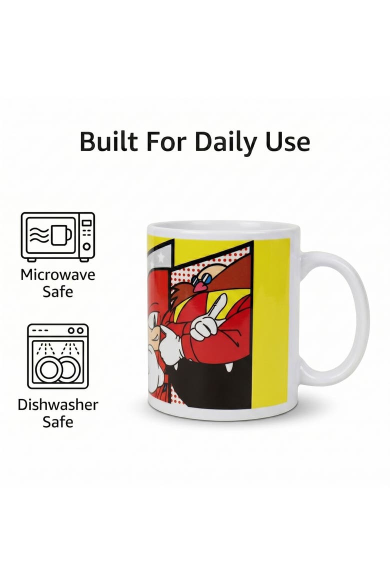 20 oz Sonic the Hedgehog Roster Ceramic Mug, Alternate, color, White