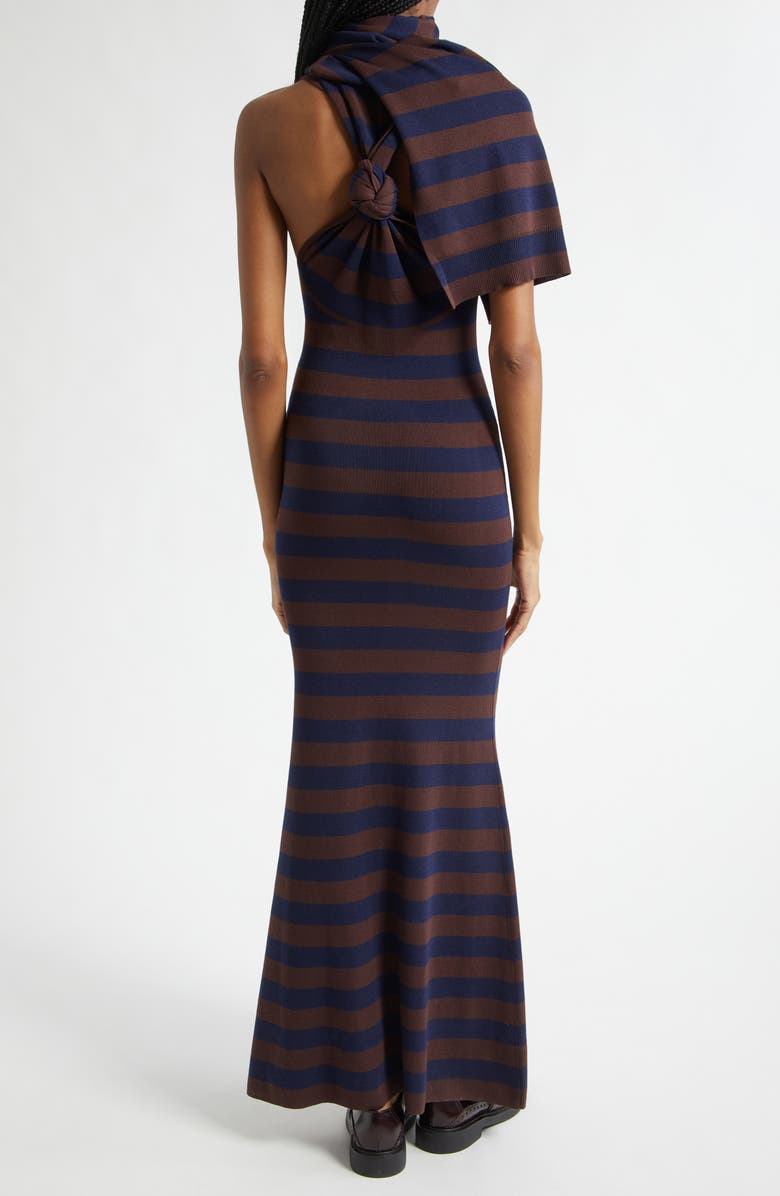 MONSE Stripe Back Knot Maxi Sweater Dress, Alternate, color, Midnight/ Teak