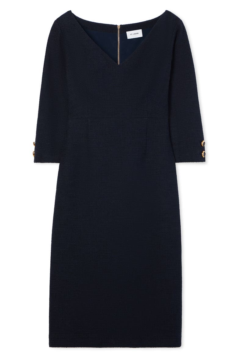 Mouliné Tweed Knit Sheath Dress, Alternate, color, DARK NAVY