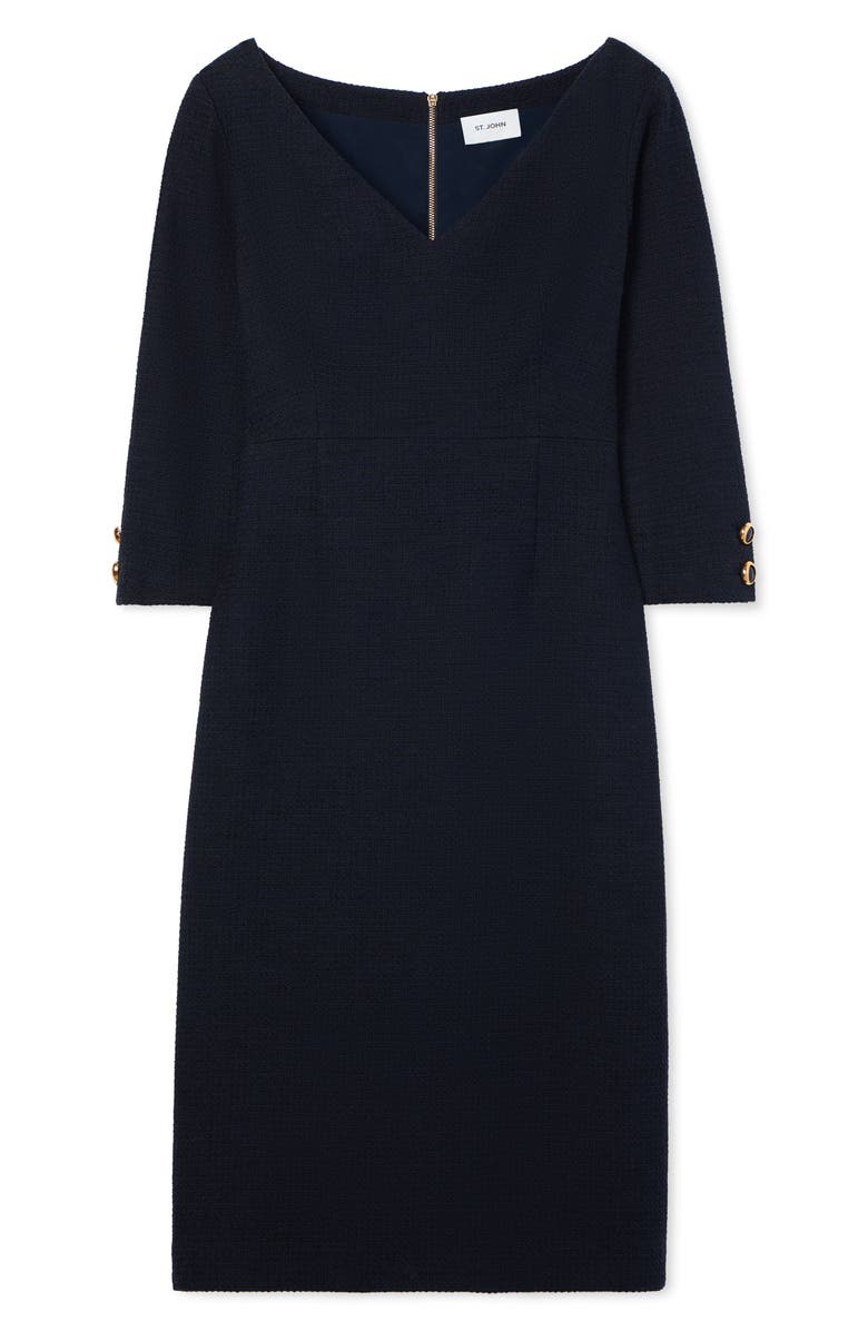 ST. JOHN Mouliné Tweed Knit Sheath Dress, Alternate, color, 