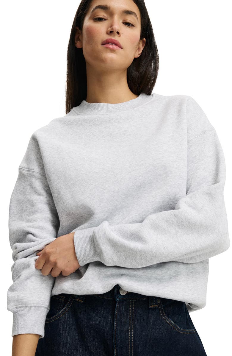 Cotton On Women's Oversized Fleece Sweatshirt, Alternate, color, Soft Grey Marle
