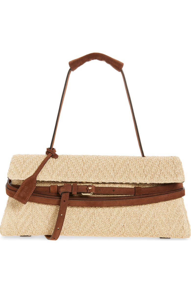 Moschino Tie Me East/West Shoulder Bag, Main, color, 10A Natural/ Coffee
