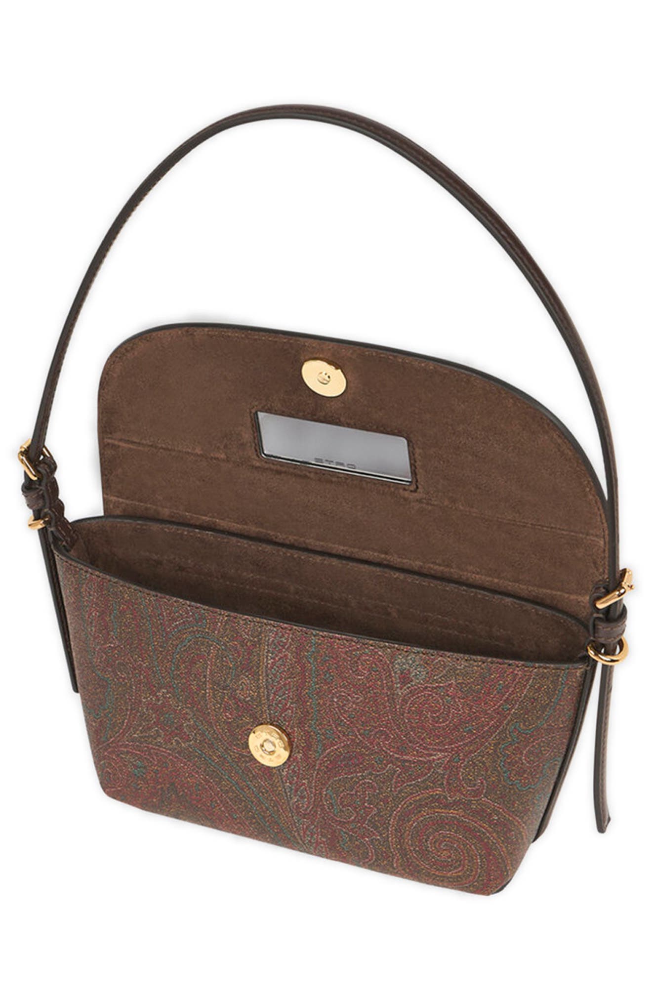 Etro Arnica Barchetta Paisley Shoulder Bag, Alternate, color, Brown