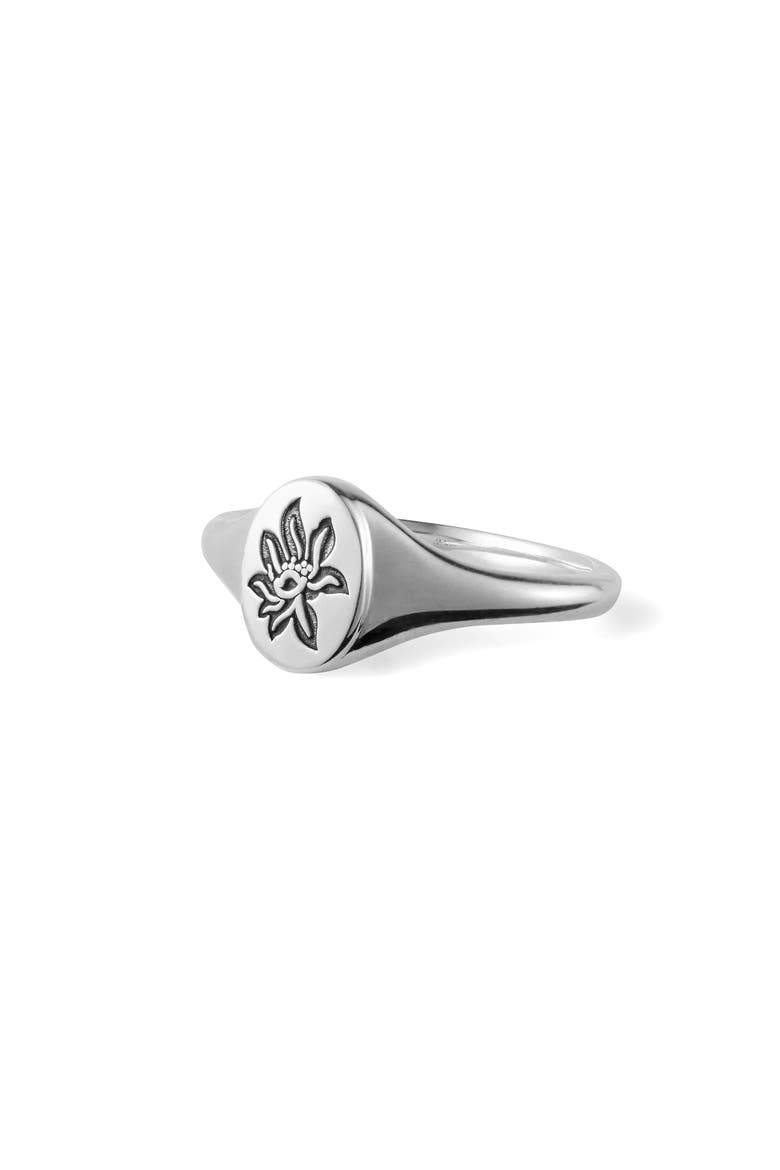 Lotus Signet Ring, Alternate, color, Silver