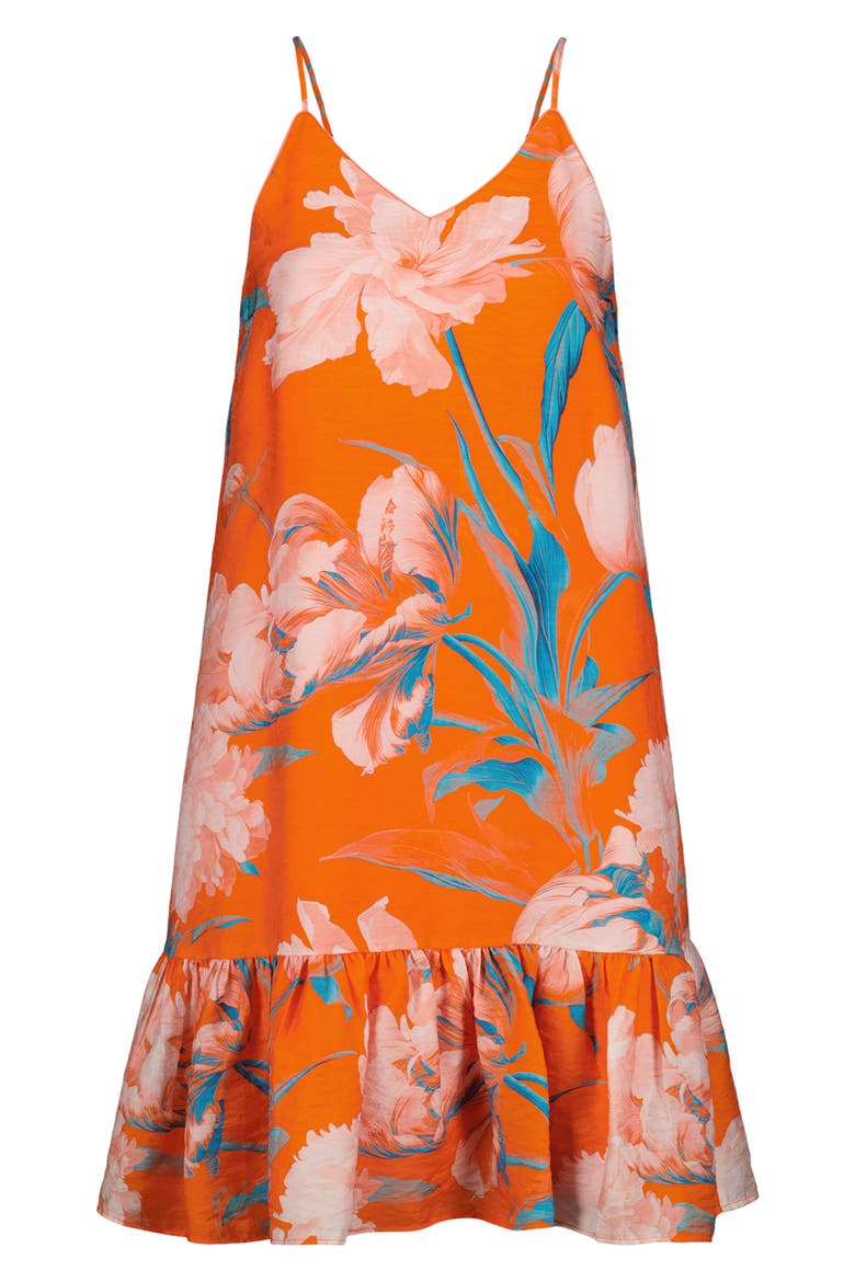 Lucy Floral Trapeze Dress, Alternate, color, ORANGE