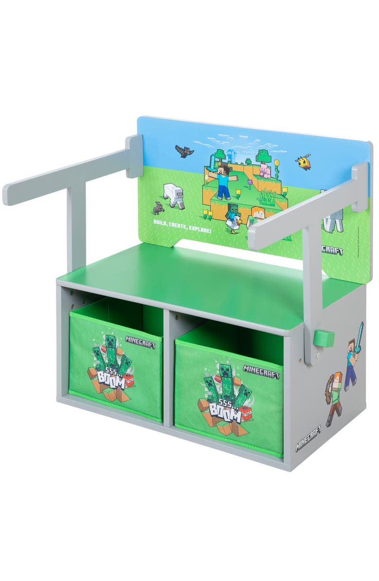 MINECRAFT 2In1 Bench & Table Wooden Seating Converts To Play Desk, Main, color, Multicolored