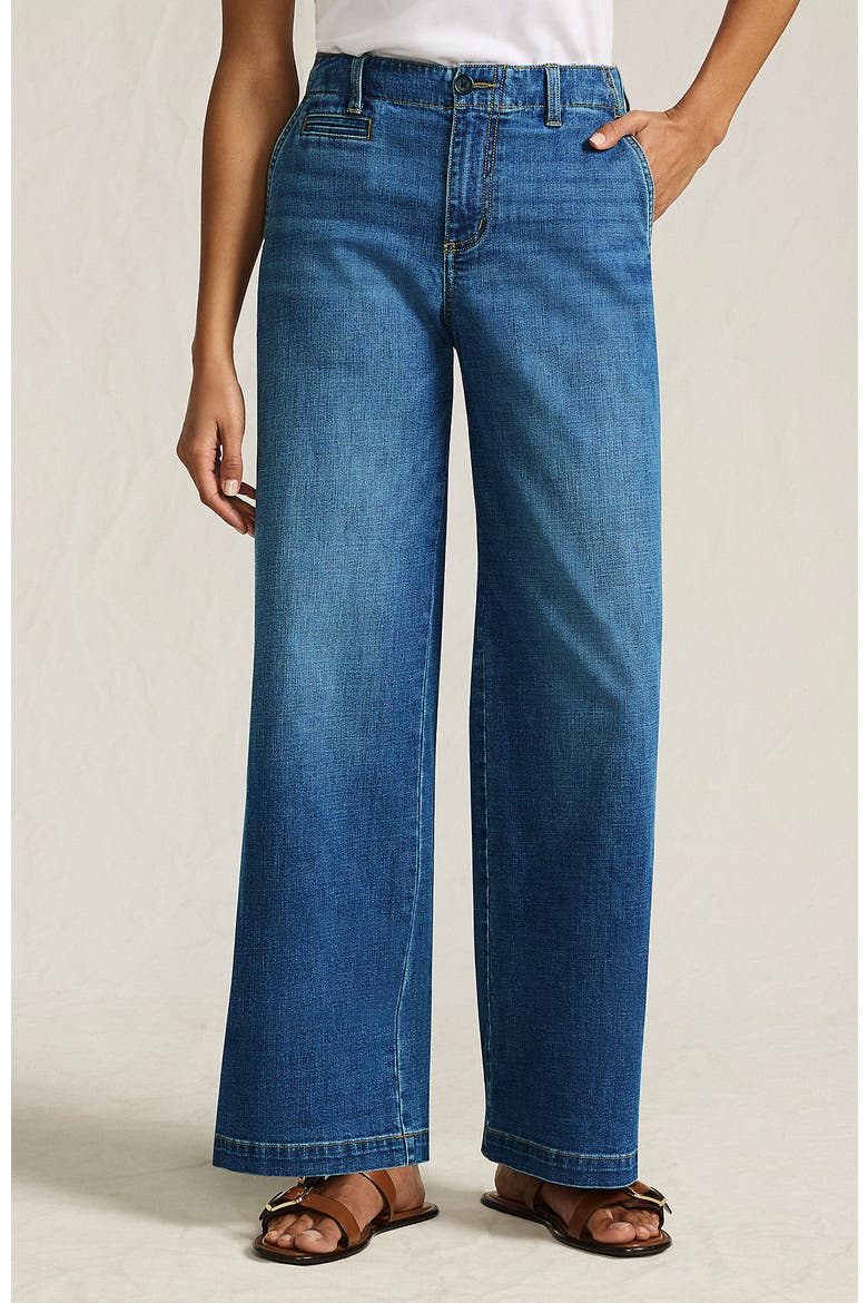 Mid Rise Denim Wide Leg Ankle Jeans, Main, color, Indigo Tide Blue