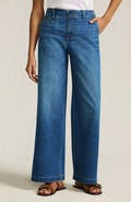 Lands' End Mid Rise Denim Wide Leg Ankle Jeans