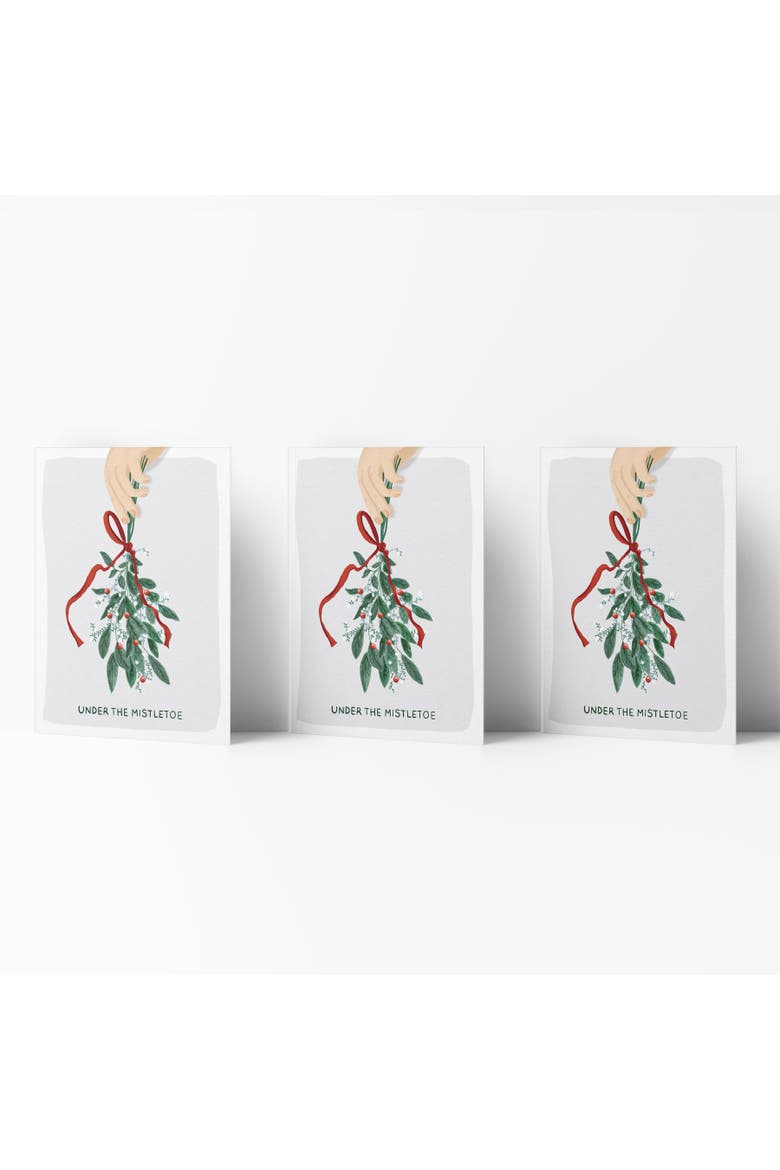 Winter/Holiday Greeting Card Pack Sets (3 ct) Under The Mistletoe, Main, color, Multi-Pack