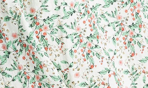 Max Studio Floral Flutter Sleeve Maxi Dress In Cream/leafy Cherry Blossoms