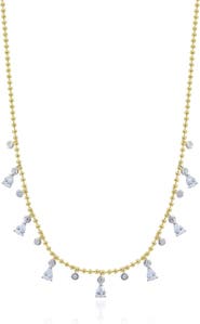 The Lovery Fine Jewelry Alternating CZ Station Dangle Bead Necklace