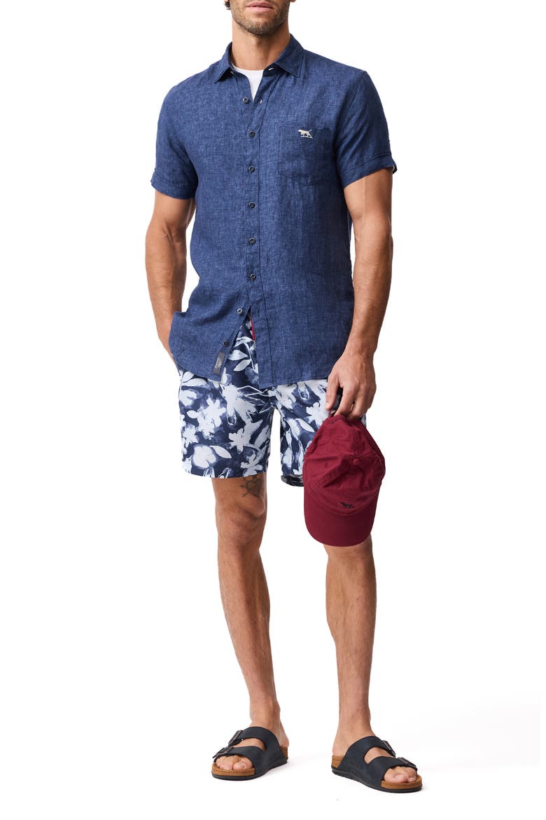 Hardinge Abstract Floral Swim Trunks, Alternate, color, INDIGO