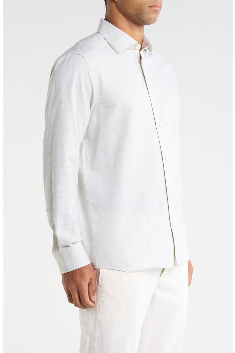 Danforth Stretch Cotton & Linen Blend Dress Shirt, Alternate, color, SAGE