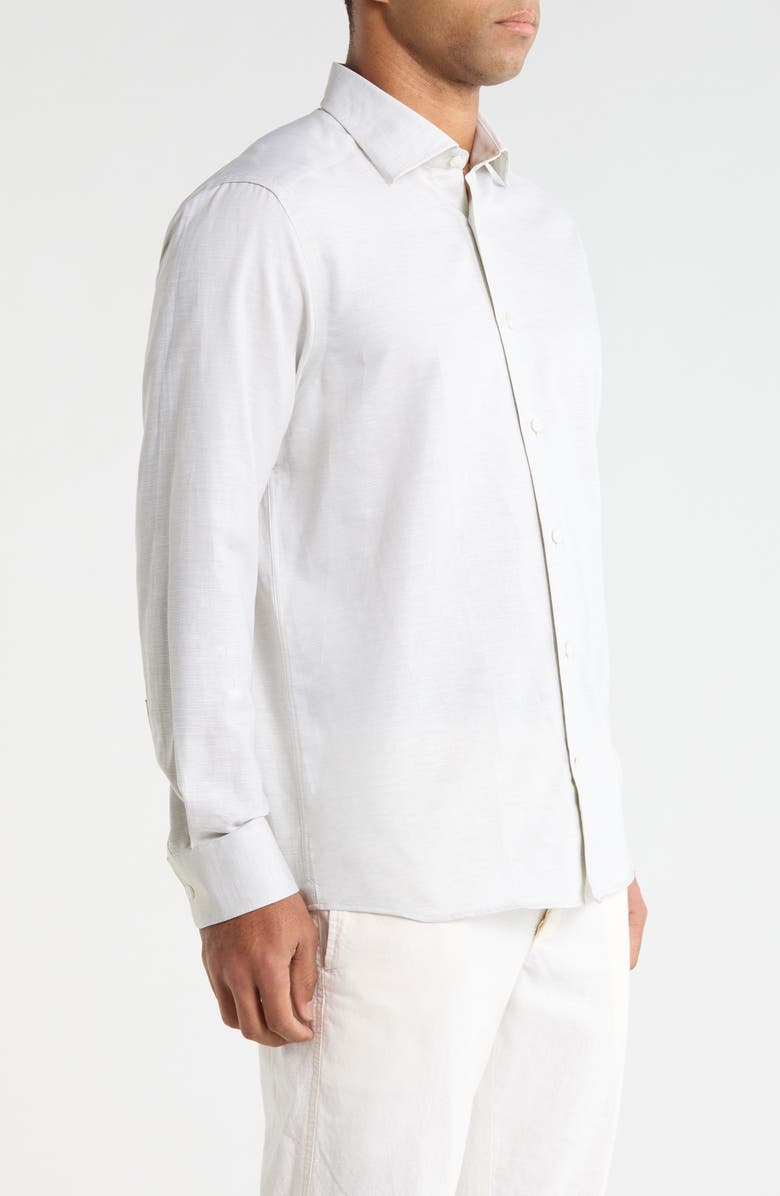 Jack Victor Danforth Stretch Cotton & Linen Blend Dress Shirt, Alternate, color, Sage