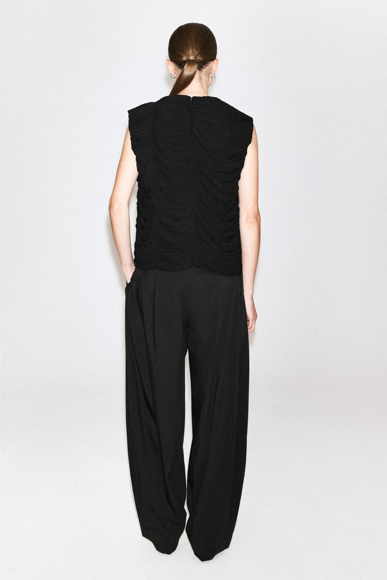 Gathered Paneled Top, Alternate, color, BLACK