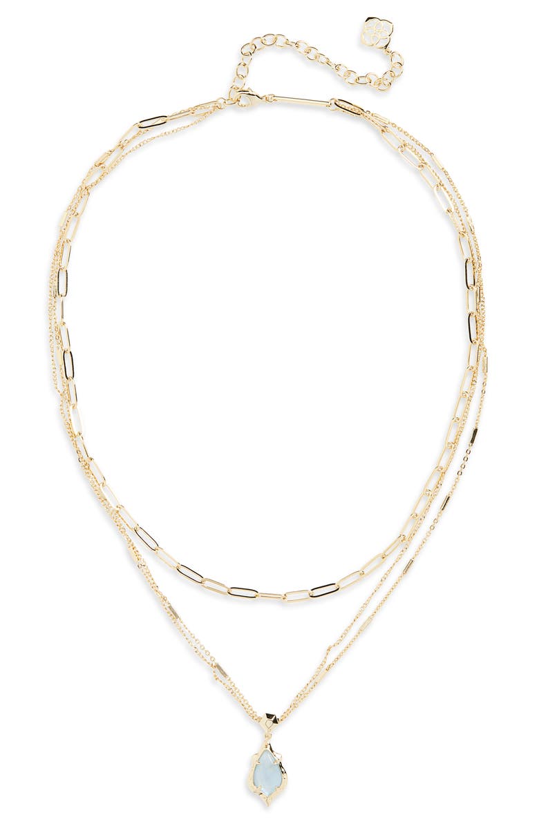 Kendra Scott Adriana Scallop Multistrand Necklace, Main, color, Gold Sky Blue Abalone