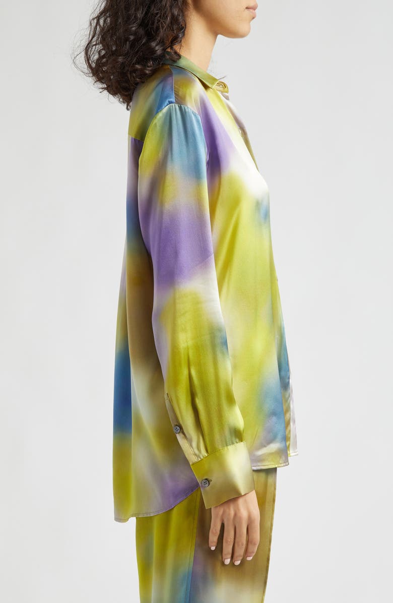 ATM Anthony Thomas Melillo Watercolor Print Silk Charmeuse Button-Up Shirt, Alternate, color, 