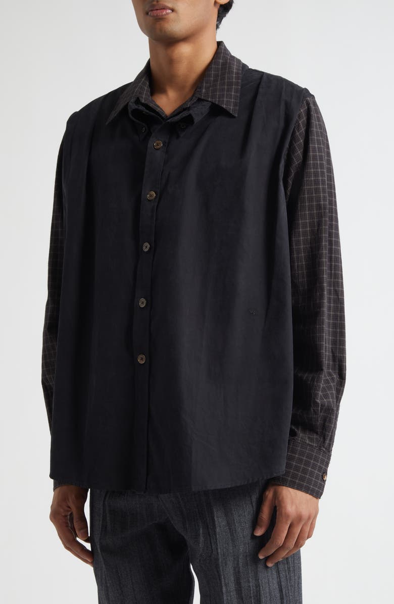 OUR LEGACY Double Borrowed Button-Up Shirt, Alternate, color, Black Faux Lumberjack Check