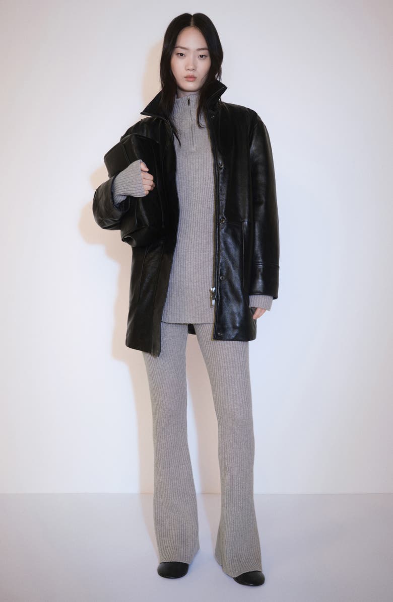 MANGO Rib Quarter Zip Sweater, Alternate, color, 