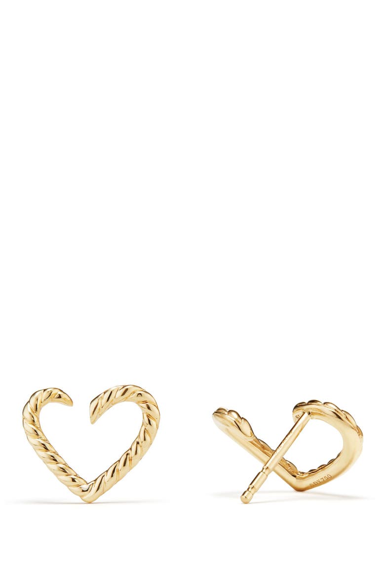 Cable Heart Earring in 18K Gold, Alternate, color, GOLD