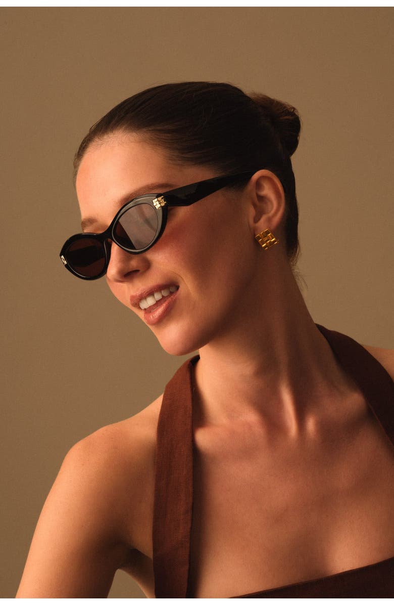 Katie Loxton Bordeaux Slim Oval Sunglasses in Black, Alternate, color, Black