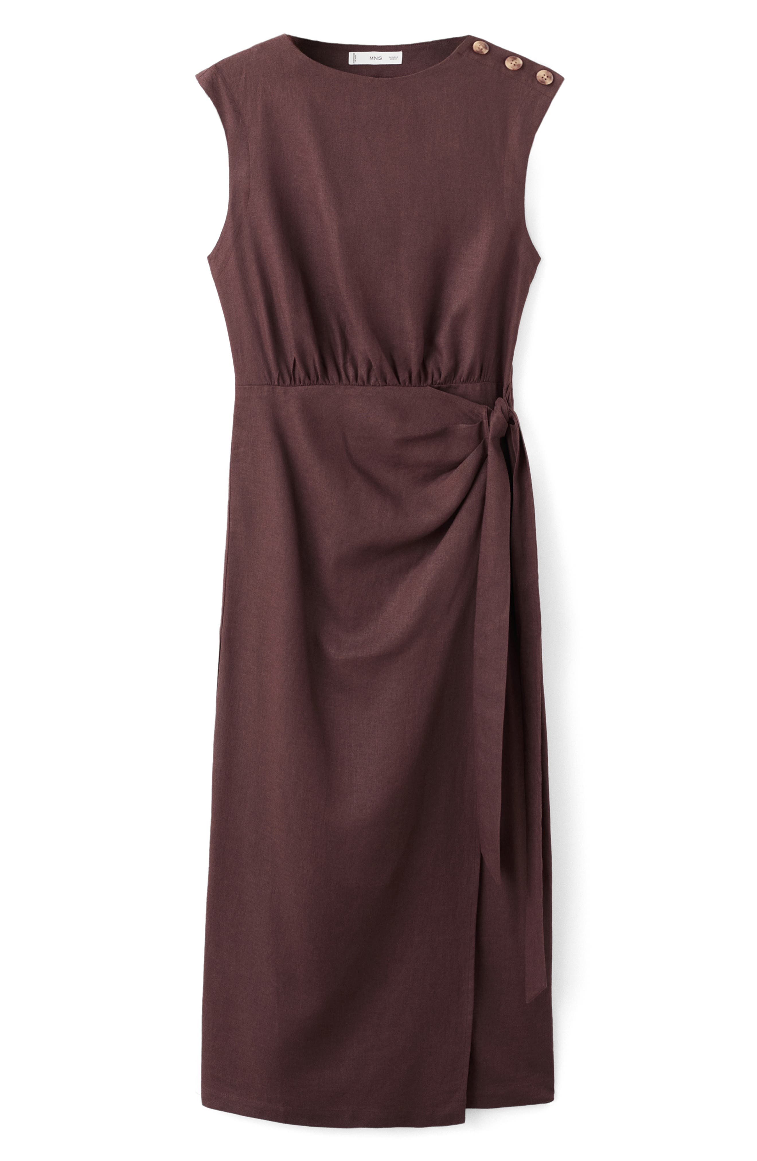 Linen Blend Midi Dress
