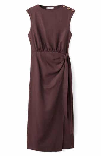 Linen Blend Midi Dress