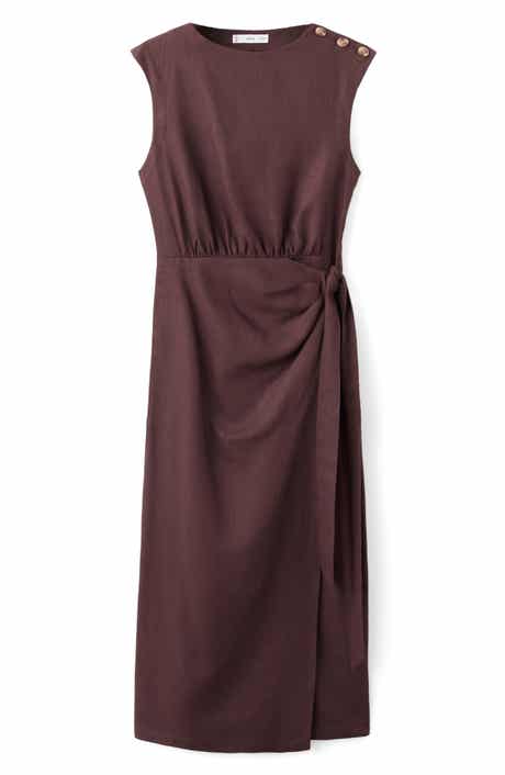 Linen Blend Midi Dress