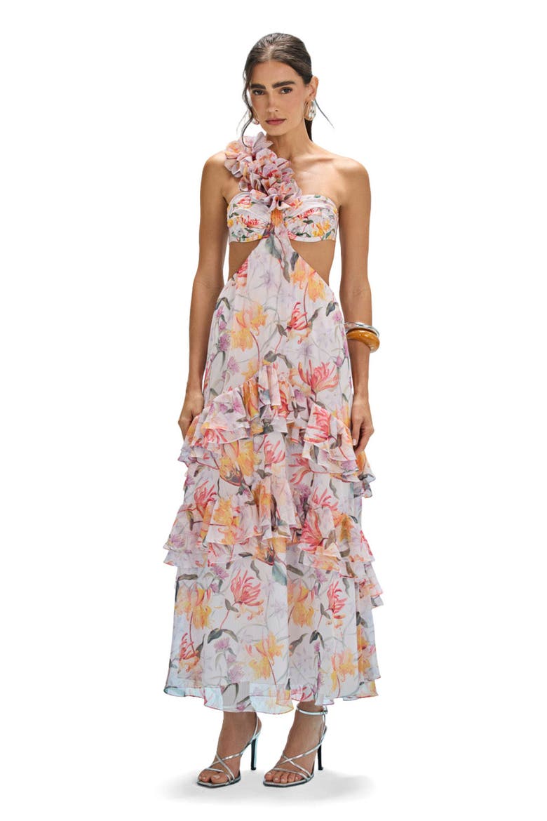 Honey Flower Flower Applique Beach Dress, Main, color, OFF WHITE