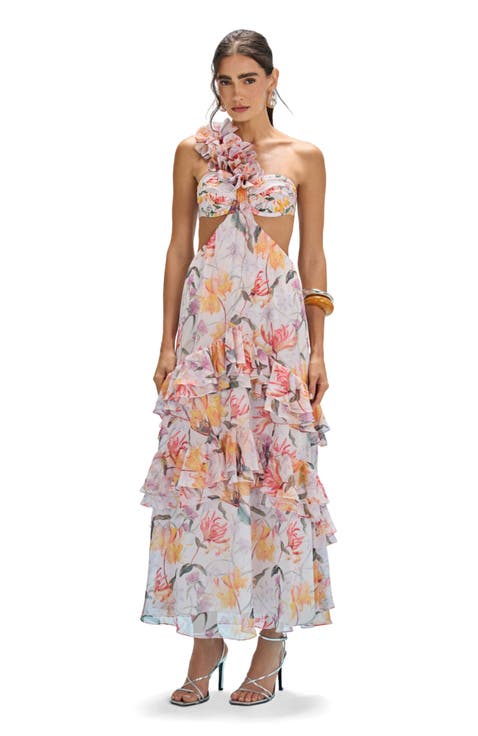 Honey Flower Flower Applique Beach Dress