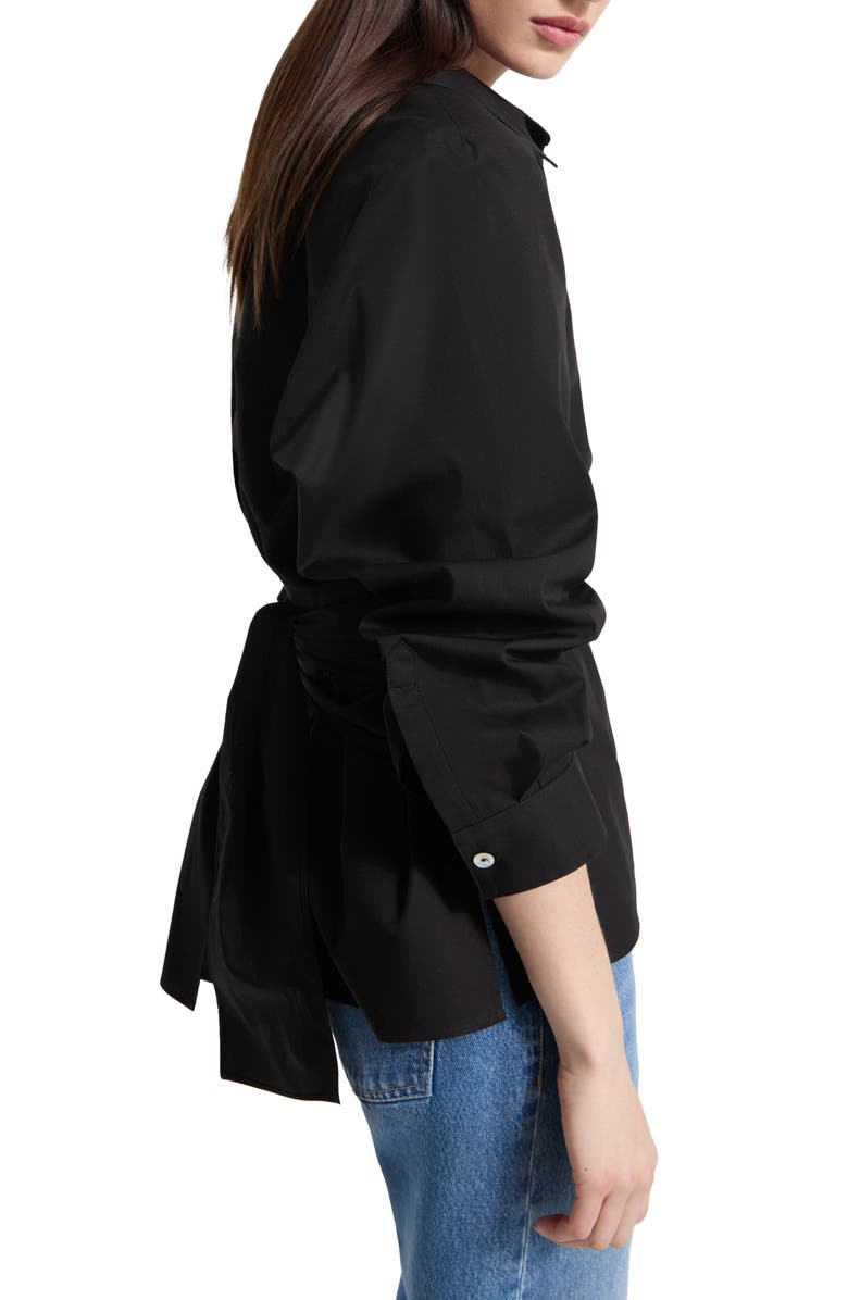 Marcella Ellory Ruched Sleeve Woven Shirt, Alternate, color, Black