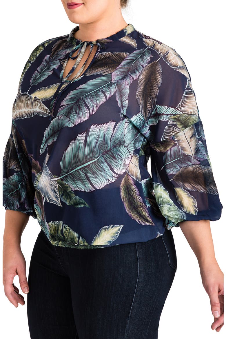 Lizzy Print Top, Alternate, color, LEAF PRINT