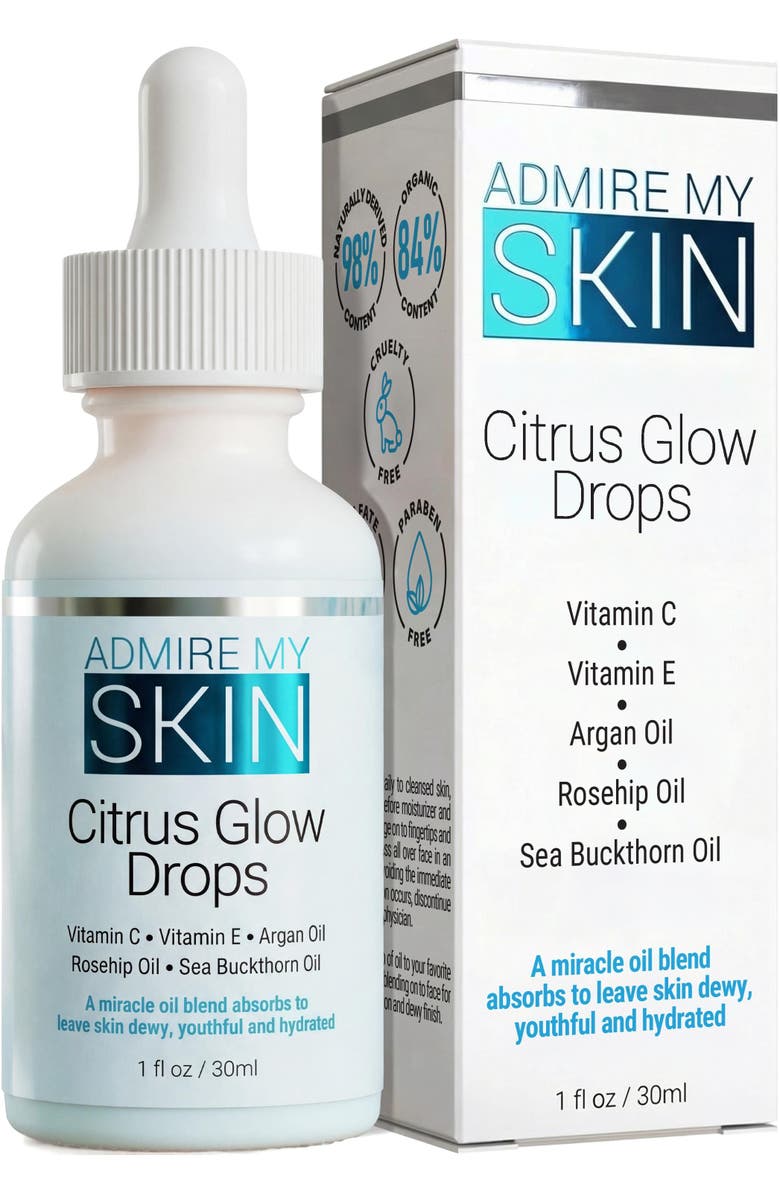 Admire My Skin Citrus Glow Drops Vitamin C Facial Oil, Main, color, Clear