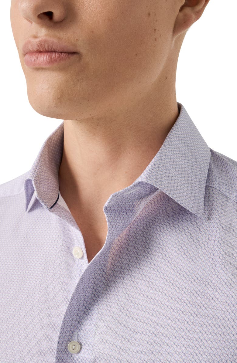 Eton Slim Fit Geometric Pattern Cotton Dress Shirt, Alternate, color, Light Purple