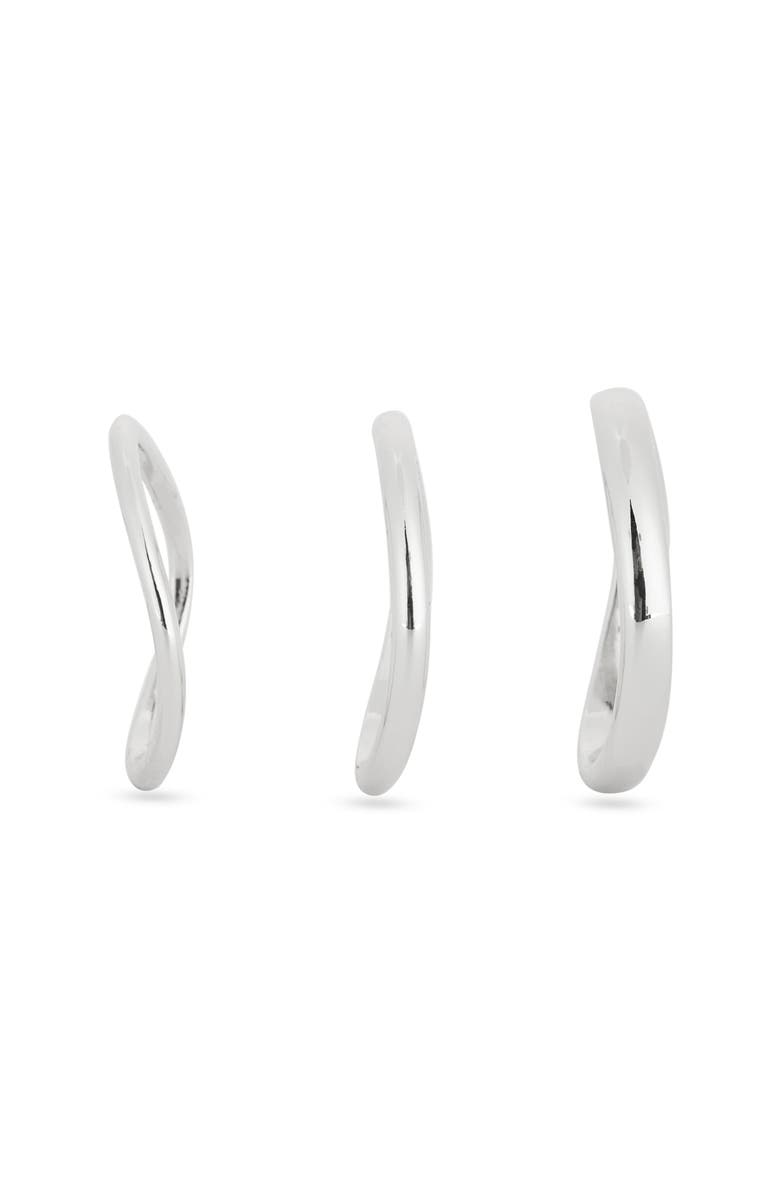 NORDSTROM RACK Demi-Fine Set of 3 Wavy Band Rings, Alternate, color, Silver