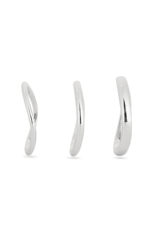 Nordstrom Rack Demi-fine Set Of 3 Wavy Band Rings In Silver