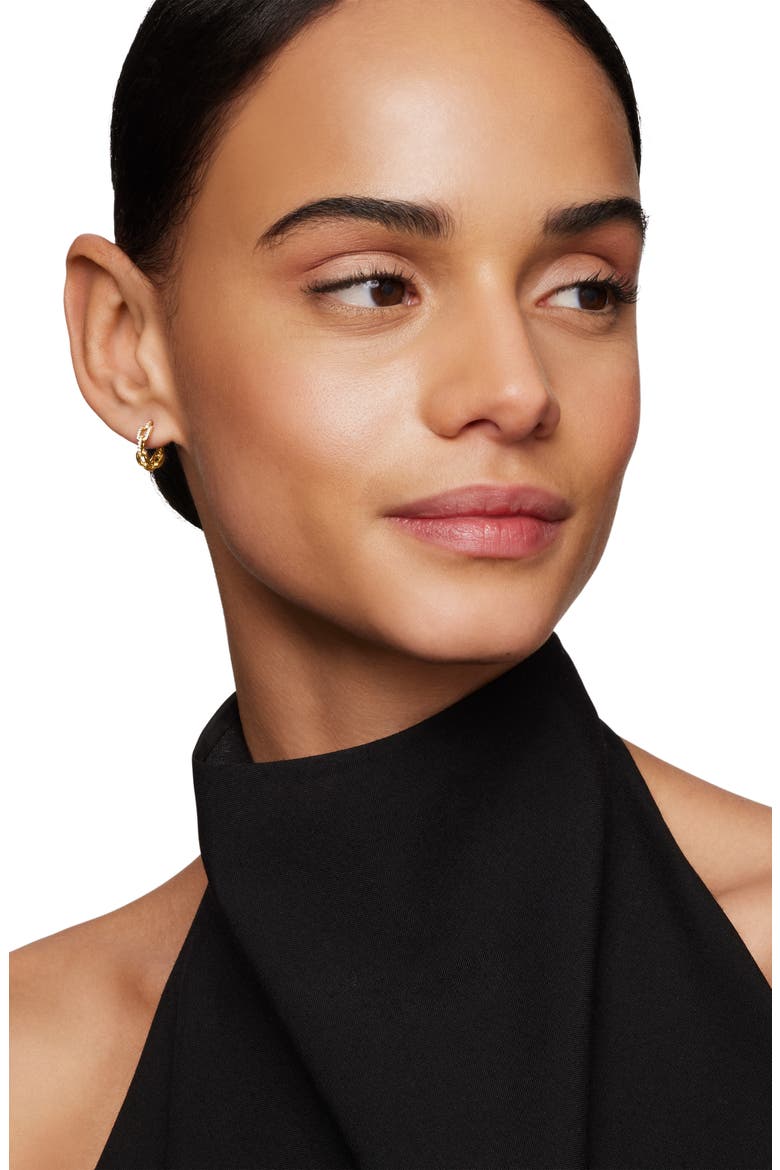 Stax Chain Link Huggie Hoop Earrings with Diamonds in 18K Gold, Alternate, color, D0.12 18K YG