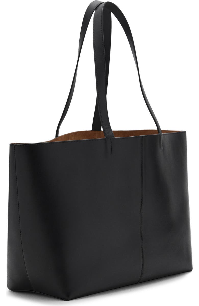MANGO Leather Shopper Bag, Alternate, color, Black