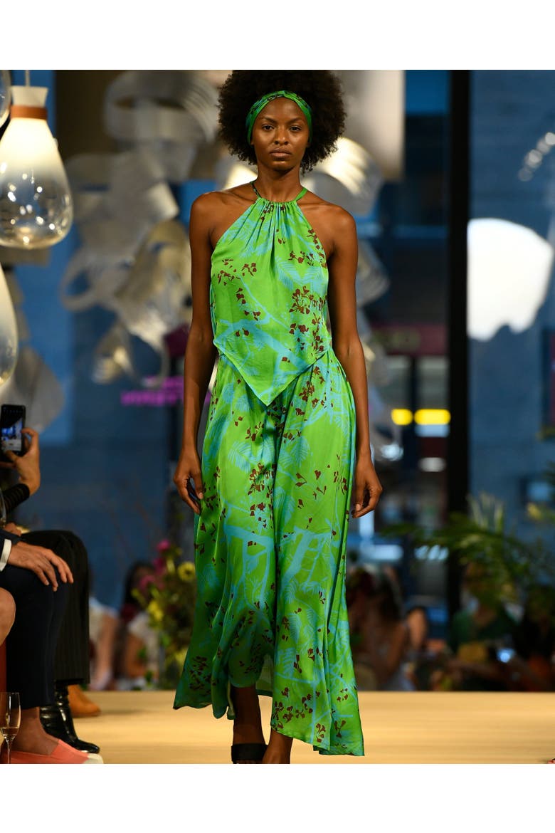 "Coco Dream" Satin Midi Skirt, Alternate, color, Green