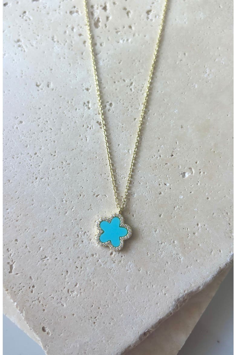 Flower Pendant Necklace, Alternate, color, BLUE