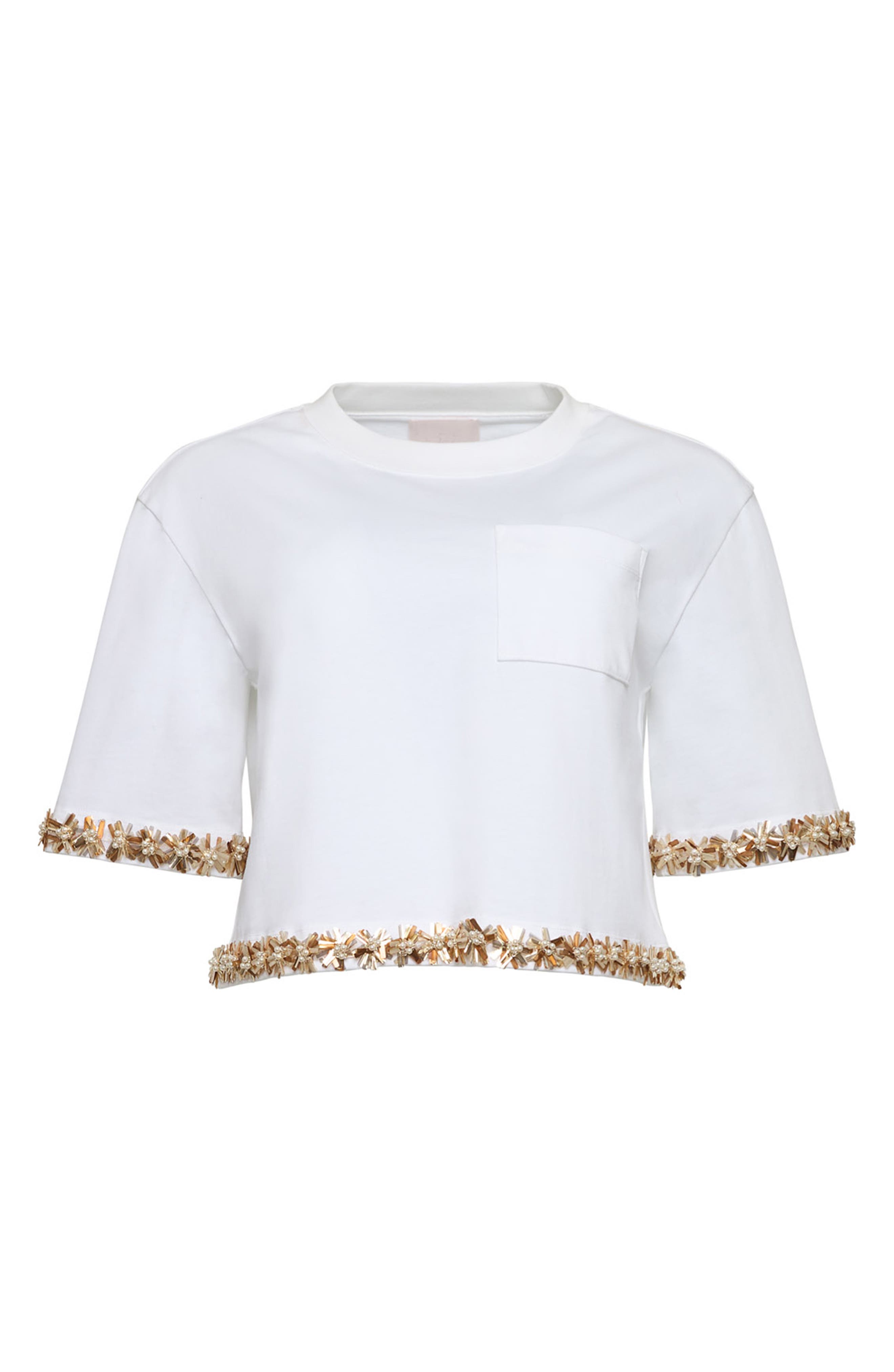 Asa Sunflare Crystal Floral Detail Cotton Top (Women) | Nordstrom