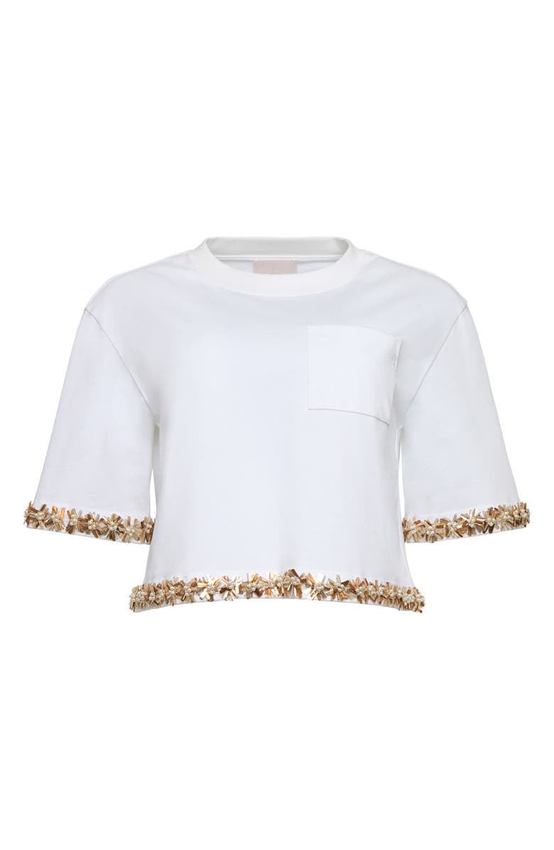 Cinq à Sept Asa Sunflare Crystal Floral Detail Cotton Top, Alternate, color, 