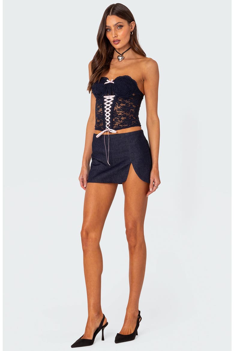 Lace Corset Strapless Top, Alternate, color, NAVY