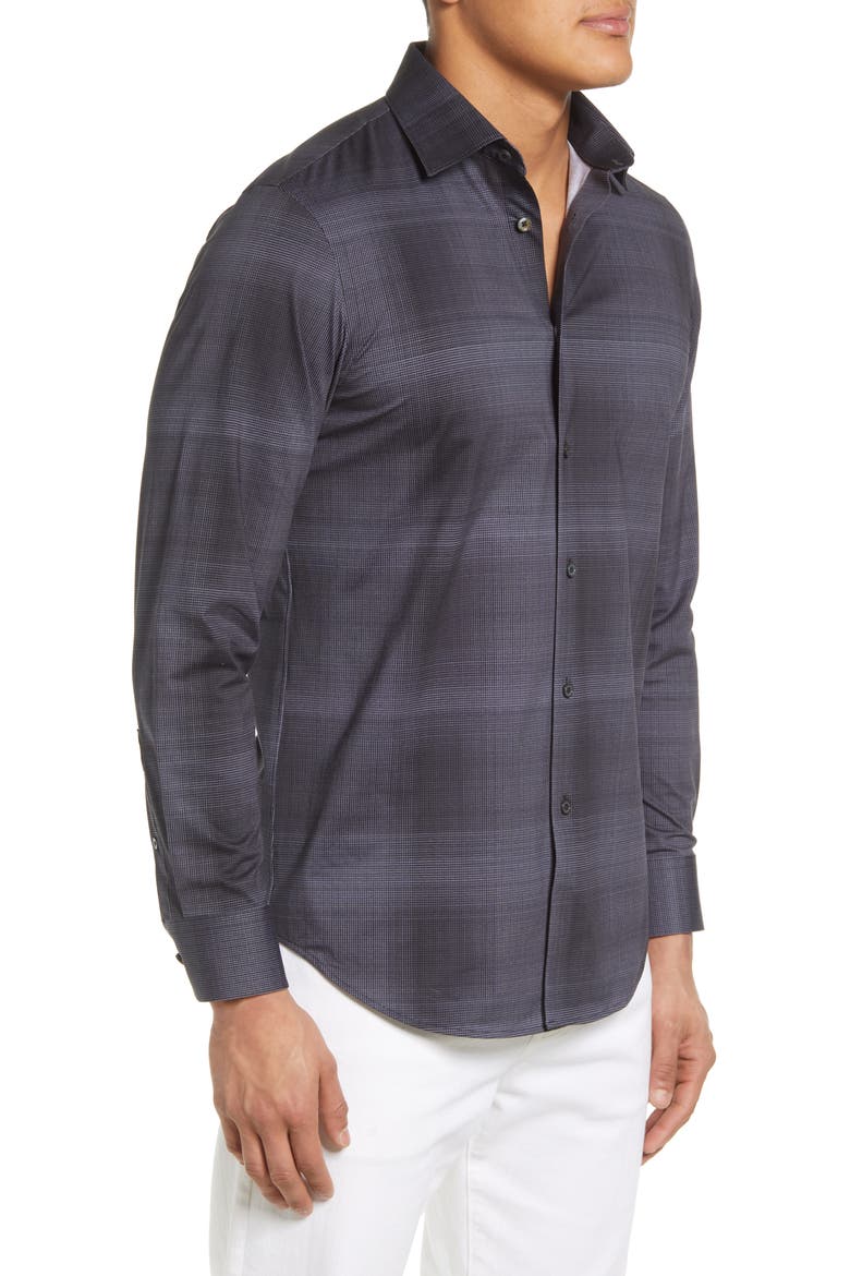 OoohCotton® Plaid Button-Up Shirt, Alternate, color, GRAPHITE