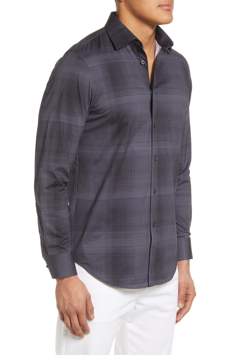 Bugatchi OoohCotton<sup>®</sup> Plaid Button-Up Shirt, Alternate, color, 