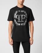 PHILIPP PLEIN T-Shirt Round Neck Ss Strass Hexagon Men