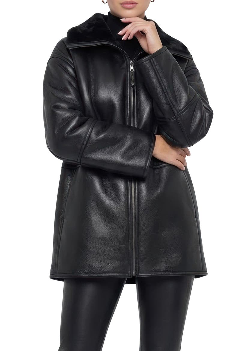 Reversible Genuine Shearling Jacket, Alternate, color, Black
